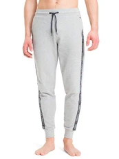 - Men's Joggers - Repeat Logo Tape Joggers For Men - Drawstring Waistband Elastic - Pockets - Organic Cotton - Grey Heather - Size XL