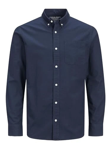 Men's Jprbrook Oxford L/S Noos shirt, Navy Blazer/Fit:slim Fit, L UK