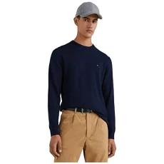 Men's Jumper Cashmere Crew Neck Pullover, Blue (Desert Sky), M