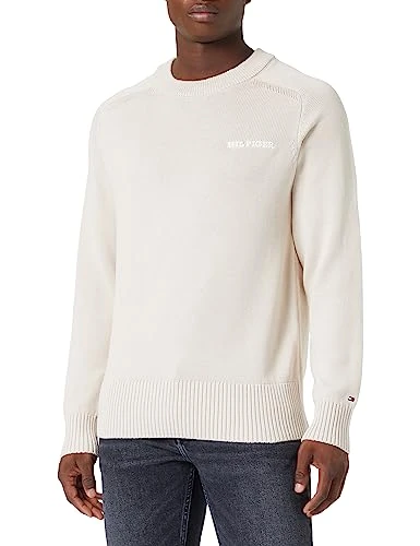 Men's Jumper Cotton C-Neck Pullover, Beige (Cashmere Creme), XS