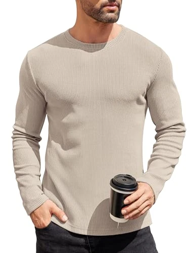 Men's Jumper Crewneck Sweater Casual Classic Pullover Thermal Underwear Slim Fit Crew Neck Sweatshir