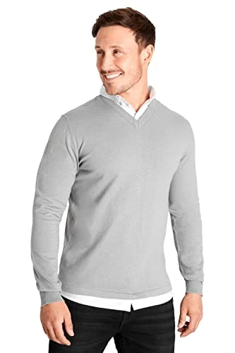 Mens Jumper Knitwear Men's V Neck Jumper, Crew Neck Sweater for Men Smart Casual Work Jumper Soft Wa