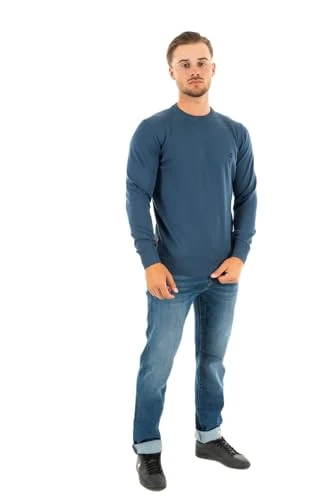 Mens Jumper 'Williams River Cotton Crew Sweater' - Long Sleeved (Dark Denim) XL