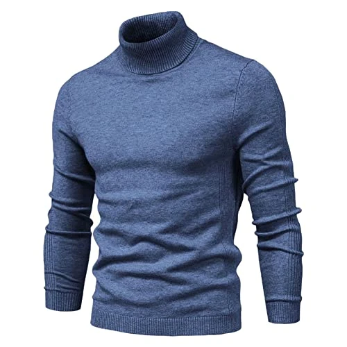 Mens Jumpers High Roll Neck Knit Sweater Slim Fit Warm Turtleneck Pullover Sweatshirt Casual Spring 