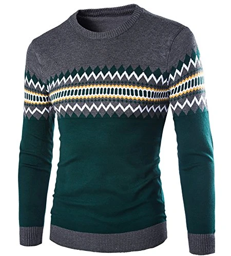 Mens' Jumpers Retro Stripe Vintage Knitwear Tanktop Long Sleeve Golf Sweater Dark Gray XS