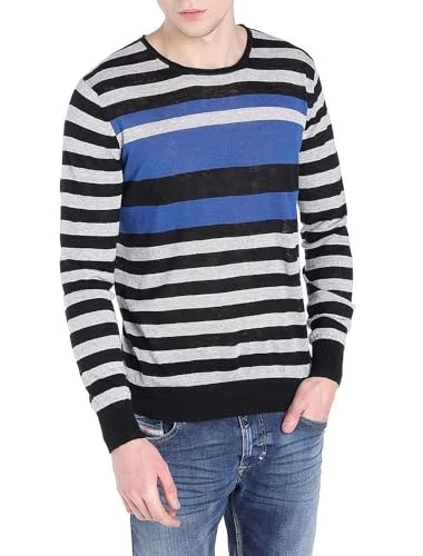 Men's K-ENDRE PULLOVER Long sleeve shirt linen (L, Black)