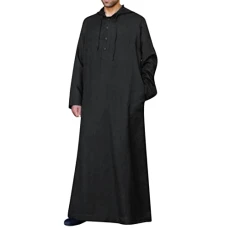 Mens Kaftan Hooded Robe Cotton Hemp Long Gown Robe Medieval Tunic Muslim Clothing Elegant Muslim Dress Abaya Moroccan Thobe Comfortable Button Down Shirt Dress Shirts Tops Arabian Costume
