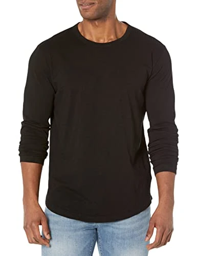 Men's Kai Cotton Slub Long Sleeve Shirt, Black, XXL