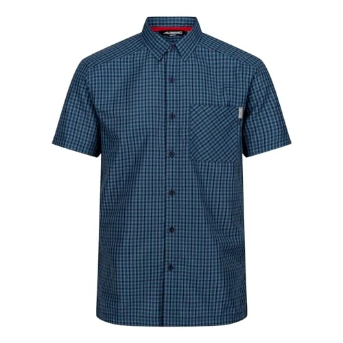 Men's Kalambo VIII Short Sleeve Shirt, Coronet Blue/Clair de Lune Denim Check, L