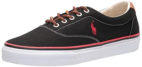 Men's Keaton-Pony Sneaker, Black/RL 2000 RED PP, 10, Black/Rl 2000 Red Pp, 9 UK