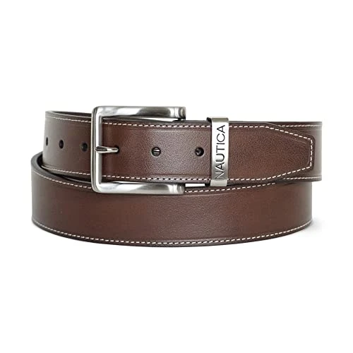 Men's Keeper Leather Jean Belt, Signature Engraved-Brown, 32