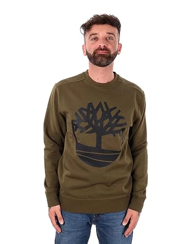 Men's Kennebec River Tree Logo Crew Neck Sweatshirt Dark Olive/Black, XXL