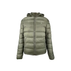 Mens Kershaw Hooded Puffer Jacket Outerwear Top Dark Khaki M Mens Kershaw Hooded Puffer Jacket Outerwear Top Dark Khaki M