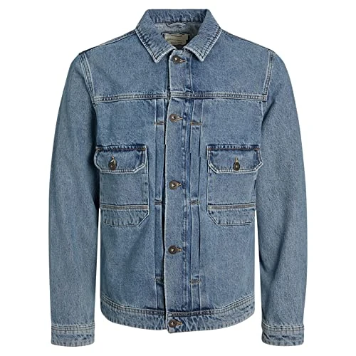 Mens Kevin Denim Jacket Long Sleeves Comfort Fit Button Fastening, Denim Blue Colour, UK Size M