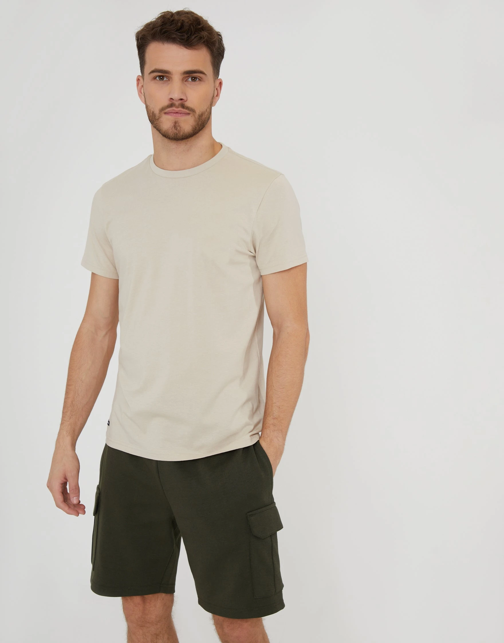 Men's Khaki Cargo Sweat Shorts