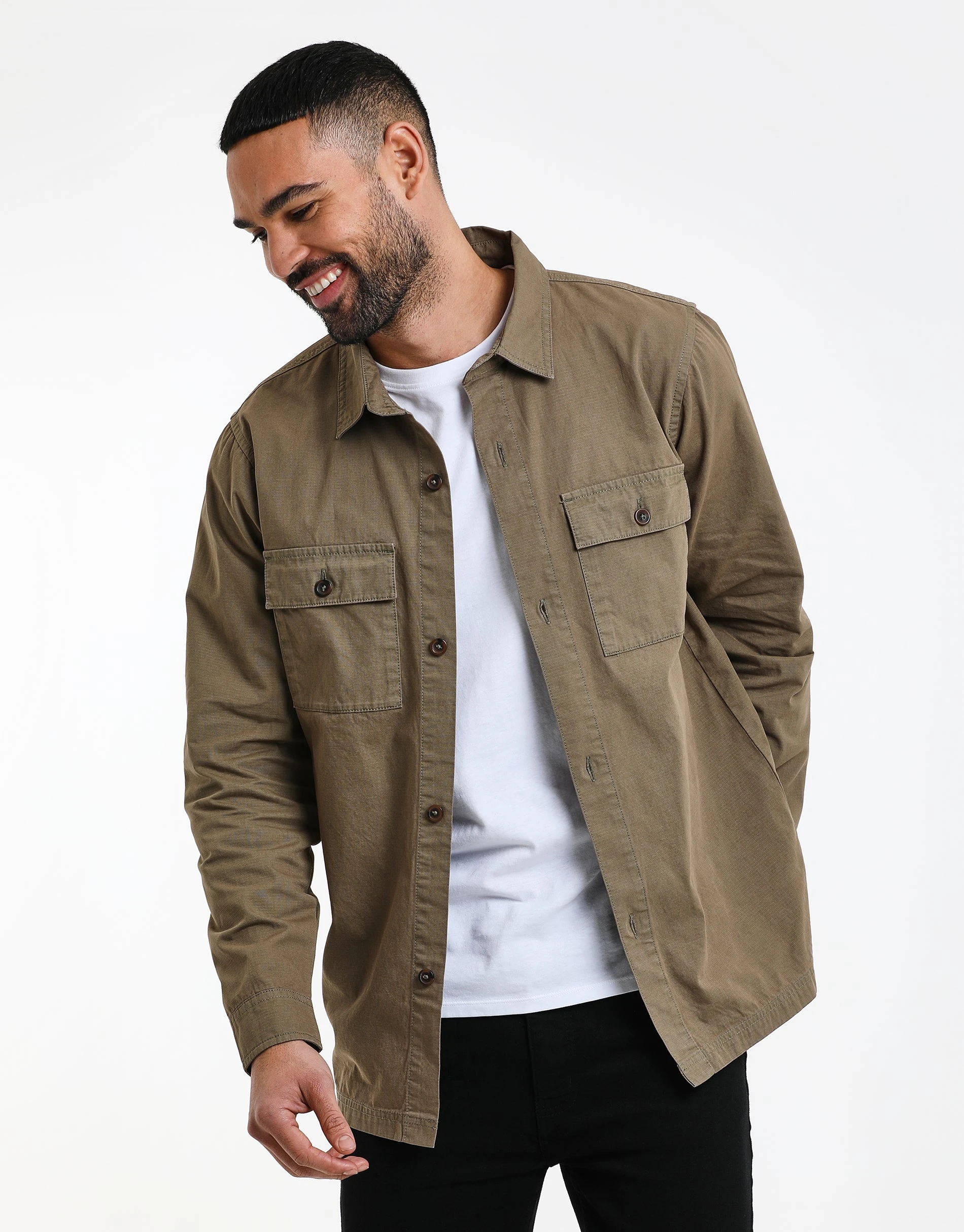 Men's Khaki Lightweight Shacket