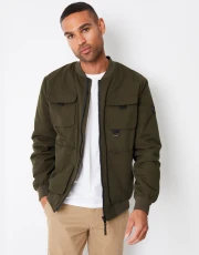 Men's Khaki Showerproof Utility Bomber Jacket