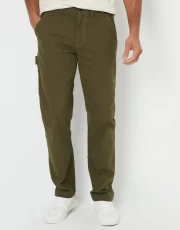 Men's Khaki Straight Leg Chino Cargo Trousers