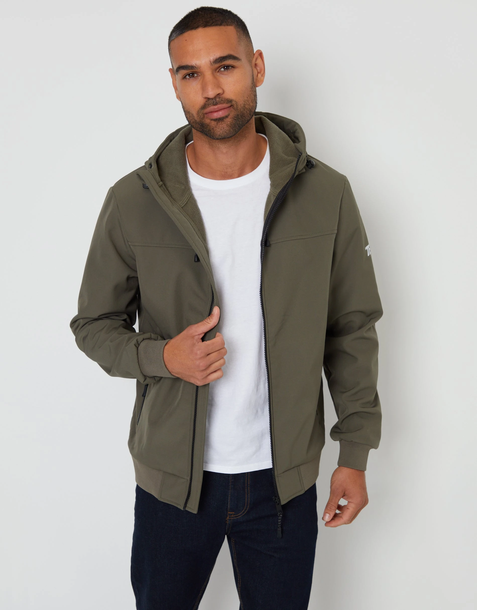 Men's Khaki Stretch Hooded Lightweight Jacket