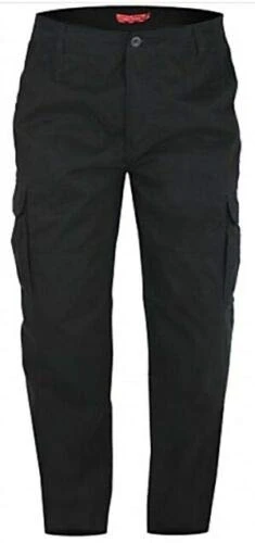 Mens Kingsize 48 Waist Regular Leg Black Cargo Trousers Cotton Multi Pockets Big Size 13