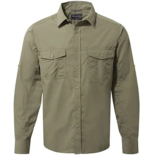 Mens Kiwi Ls Hiking Shirt, Pebble, M EU