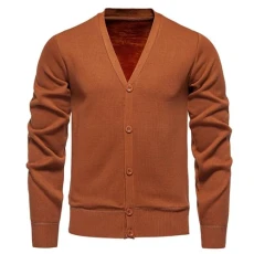 Men's Knit Cardigans Jumpers Lightweight Sweatshirts Classic Soft Oversized Mens V Neck Jumper Buttons Down Cardigan Long Sleeve Knitwear Autumn Pullover Winter Sweaters for Men(Coffee,L)