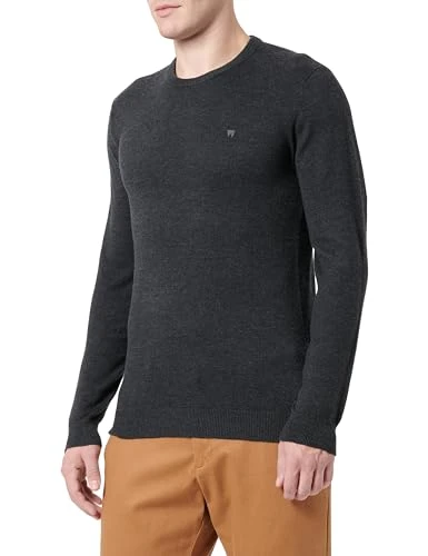 Men's Knit Crew Neck Sweater, Dark Grey, XXXL