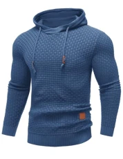 Mens Knit Hoodie Pullover Sweater Long Sleeve Hipster Casual Hoodies Sweater, Blue, Medium Mens Knit Hoodie Pullover Sweater Long Sleeve Hipster Casual Hoodies Sweater, Blue, Medium
