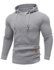 Mens Knit Hoodie Pullover Sweater Long Sleeve Hipster Casual Hoodies Sweater, Light Grey, Medium Mens Knit Hoodie Pullover Sweater Long Sleeve Hipster Casual Hoodies Sweater, Light Grey, Medium