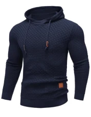 Mens Knit Hoodie Pullover Sweater Long Sleeve Hipster Casual Hoodies Sweater, Navy Blue, X-Large Mens Knit Hoodie Pullover Sweater Long Sleeve Hipster Casual Hoodies Sweater, Navy Blue, X-Large