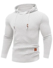 Mens Knit Hoodie Pullover Sweater Long Sleeve Hipster Casual Hoodies Sweater, White, L Mens Knit Hoodie Pullover Sweater Long Sleeve Hipster Casual Hoodies Sweater, White, L