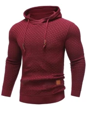 Mens Knit Hoodie Pullover Sweater Long Sleeve Hipster Casual Hoodies Sweater, Wine Red, X-Large Mens Knit Hoodie Pullover Sweater Long Sleeve Hipster Casual Hoodies Sweater, Wine Red, X-Large