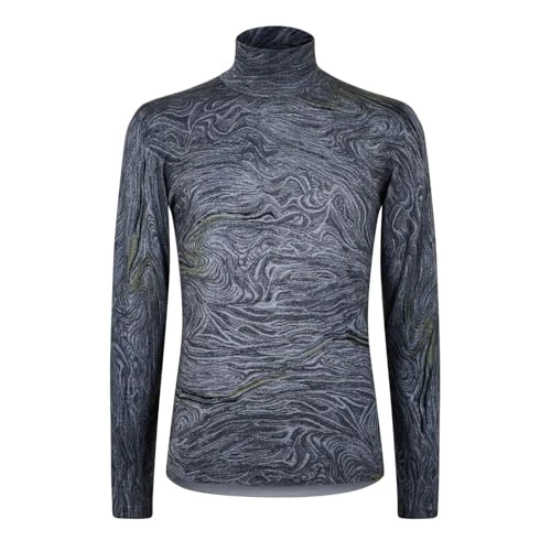 Mens Knit Jumper High Neck Blue Multi, L