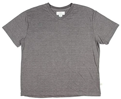 Mens Knit Short Sleeve V-Neck Shirt Grey Heather X-Large