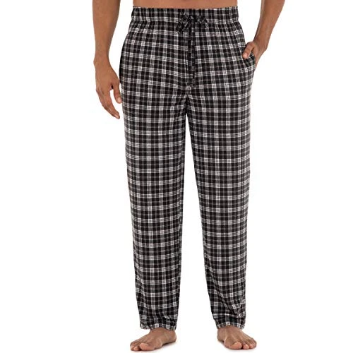 Men's Knit Sleep Pant Pajama Bottoms, Black, XXL