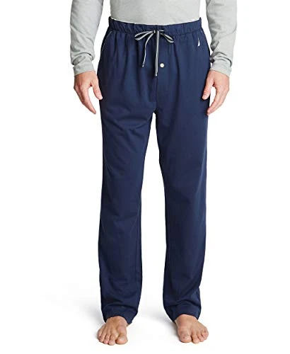 Men's Knit Sleep Pant Pajama Bottoms, Navy, L