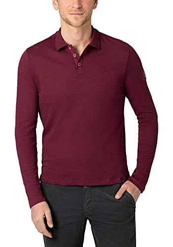 Men's Knit Slub Longsleeve Polo Shirt, Zinfandel Red, 3XL