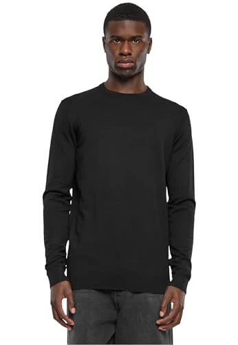 Men's Knitted Crewneck Sweater Sweatshirt, Black, 4XL