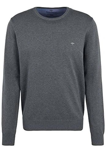 Men's knitted jumper fine knit - super soft premium cotton - basic pullover with crew neck subtly mo