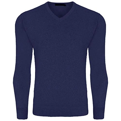 Mens Knitted Jumper Vneck Soft Casual Formal Pullover Knitwear Golf Sweater Tops[Navy,5XL]