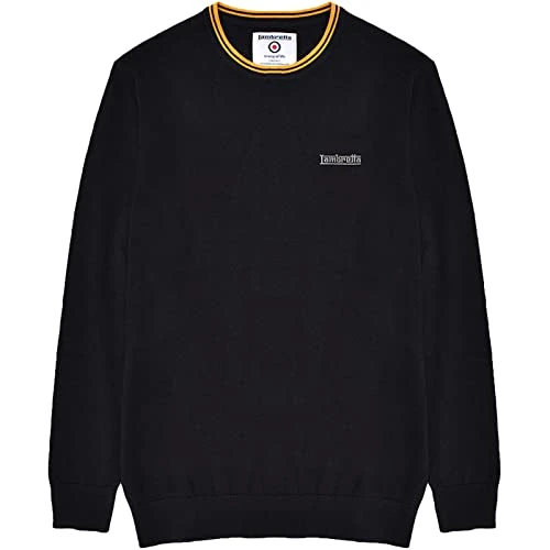 Mens Knitted Tipped Jumper - Black/Gold - 2XL