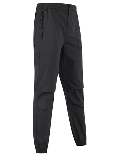 Men's Kofi Stretch Cotton Blend Zip Pocket Cuffed Cargo Jogger Pants Asphalt Grey