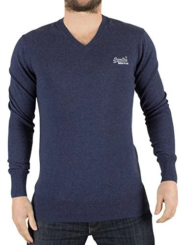 Men's Label Vee Sports Jumper, Rosso (Dull Navy Jkf), S