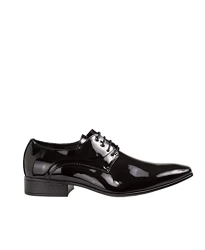 Mens Lace Up Patent Dinner Shoes (UK 7,Black) 10990-BLK-7