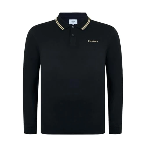 Mens Lazer Long Sleeve Polo Shirt Black M