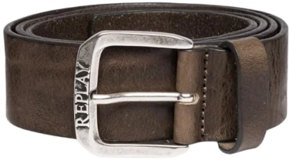 men's leather belt, brown (Faded Gray Mud 035), 85 cm