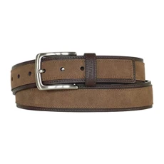 Men's Leather Belt, Casual Overlay-Tan, 32