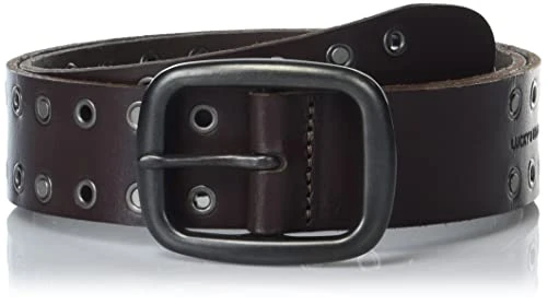 Men's Leather Belt, Grommet and Stud-Brown, 40