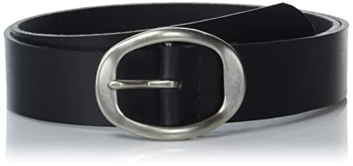 Men's Leather Bold Fashion Statement Belts, Sculpted Center Bar Buckle-Black, L (31-33")