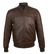 Men's Leather Bomber Bomber Jacket Leather Jacket for Elegant Leisure Jacket Men's Jacket Colour Black Size, Dark brown, L Men's Leather Bomber Bomber Jacket Leather Jacket for Elegant Leisure Jacket Men's Jacket Colour Black Size, Dark brown, L